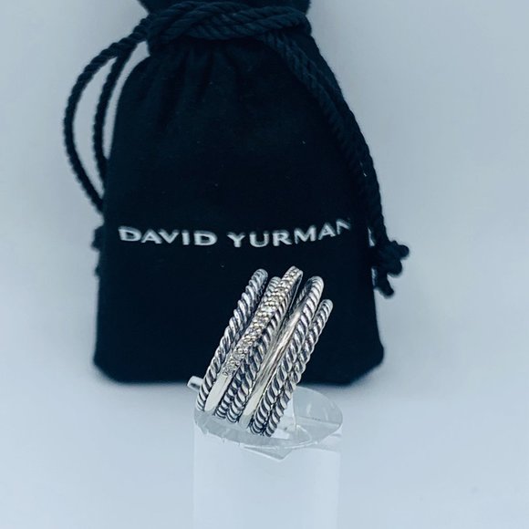 David Yurman Jewelry - David Yurman Silver Diamond Crossover Ring